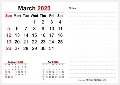 March 2023 Desk Calendar