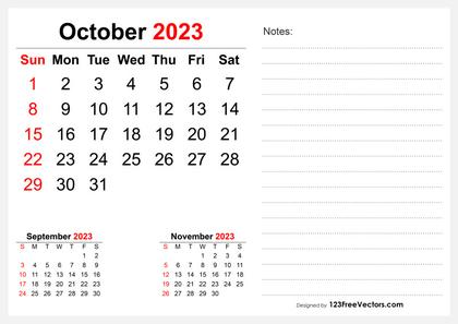 October 2023 Desk Calendar