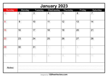 January Calendar 2023