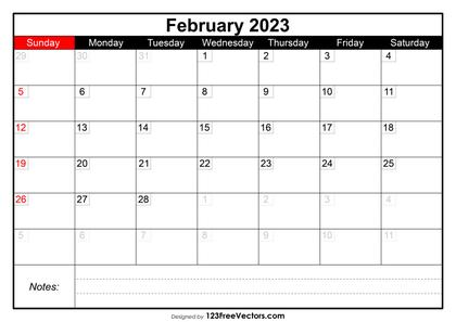 February Calendar 2023