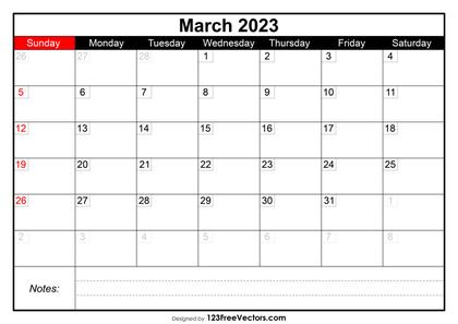 March Calendar 2023