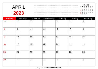 April 2023 Printable Calendar