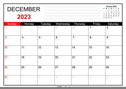 December 2023 Printable Calendar