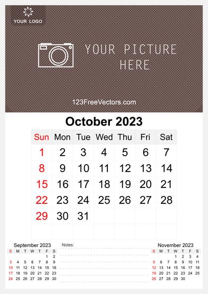 Wall Calendar October 2023