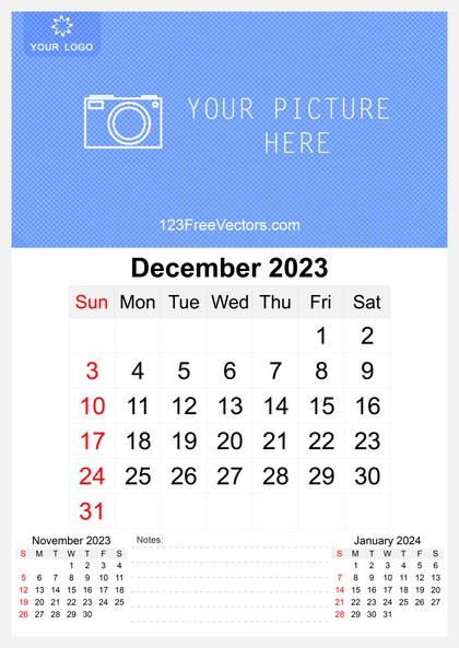 Wall Calendar December 2023