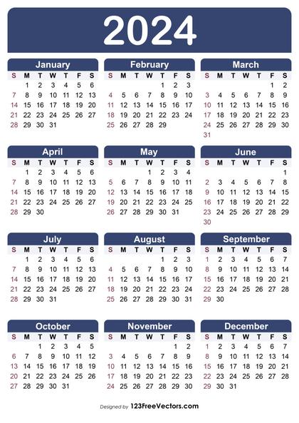 Calendar Template 2024