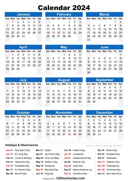 2024 Holiday Calendar