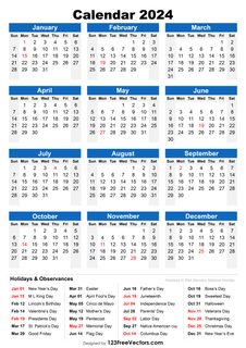 2024 Holiday Calendar