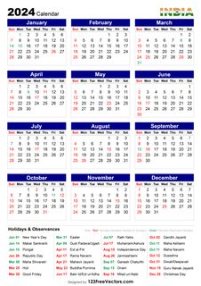 2024 Calendar India