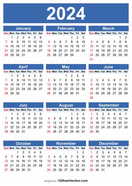 Free 2024 Calendar Template