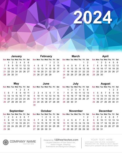 2024 Wall Calendar Templates: 48 Free Printables and Editable Ai Vectors