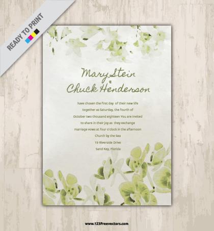 Watercolor Wedding Invitation Template