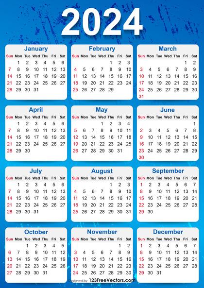 2024 Wall Calendar Templates: 48 Free Printables and Editable Ai Vectors