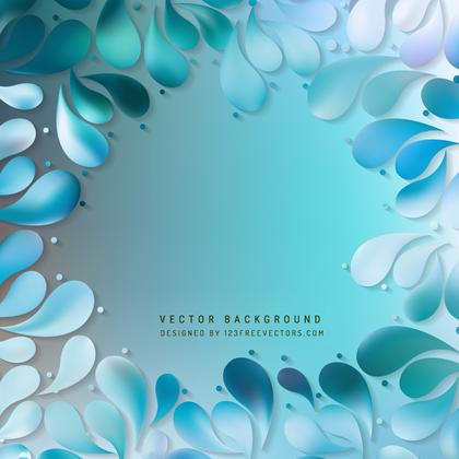 Turquoise Blue Decorative Floral Drops Background