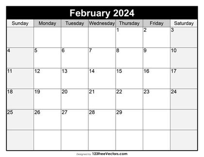 Blank Printable February Calendar 2024
