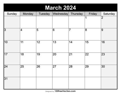 Blank Printable March Calendar 2024