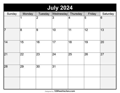 Blank Printable July Calendar 2024