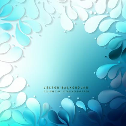 Turquoise Blue Floral Ornamental Drops Background