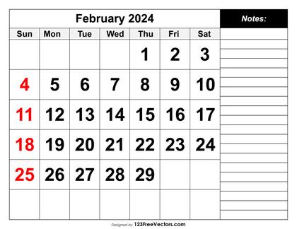 Calendar February 2024