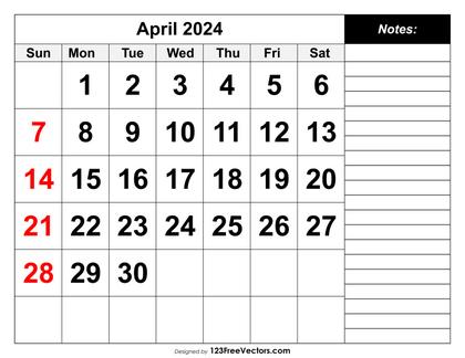 Calendar April 2024