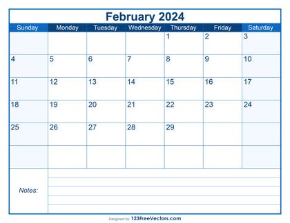 Free Printable February 2024 Calendar