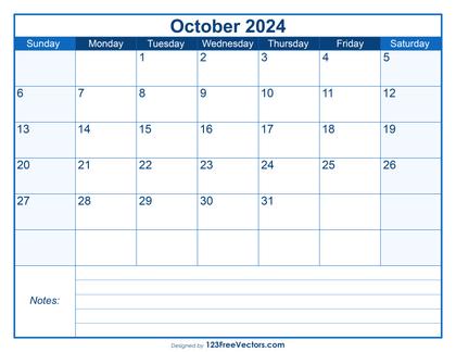 Free Printable October 2024 Calendar