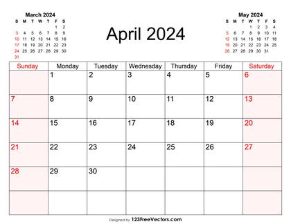Blank April Calendar 2024