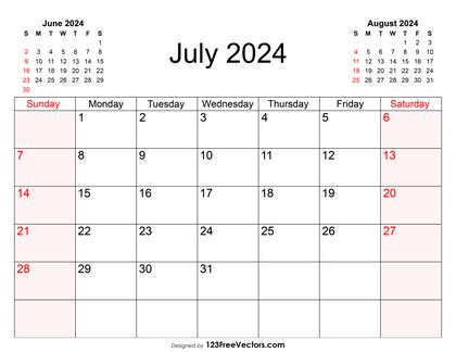 Blank July Calendar 2024