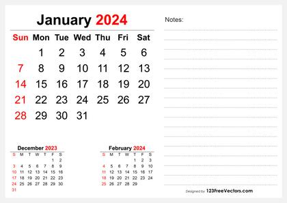 January 2024 Desk Calendar