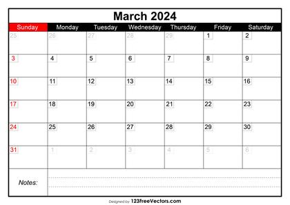 March Calendar 2024