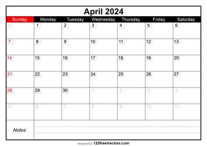 April Calendar 2024