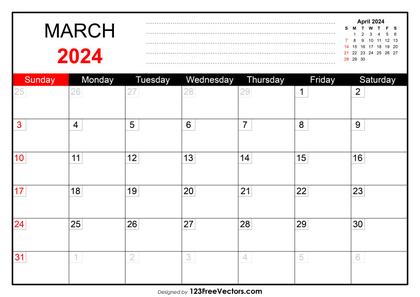 March 2024 Printable Calendar