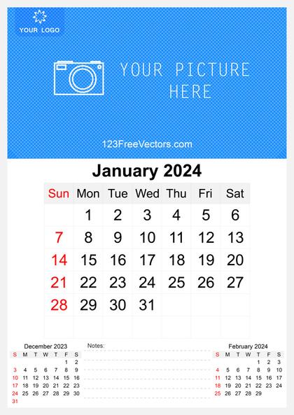 Wall Calendar January 2024