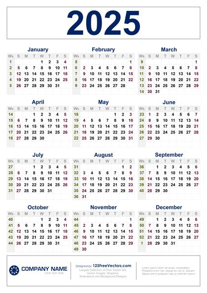 2025 Calendar with Week Numbers