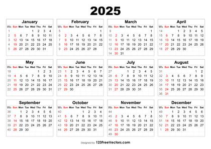 Free Download 2025 Calendar with Week Numbers