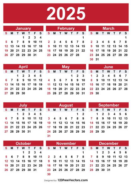2025 Free Printable Calendar Template