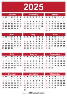2025 Free Printable Calendar Template