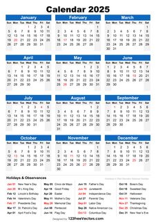 2025 Holiday Calendar