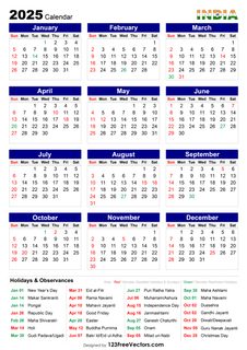 2025 Calendar India