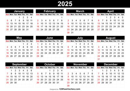 Free Printable Yearly Calendar 2025