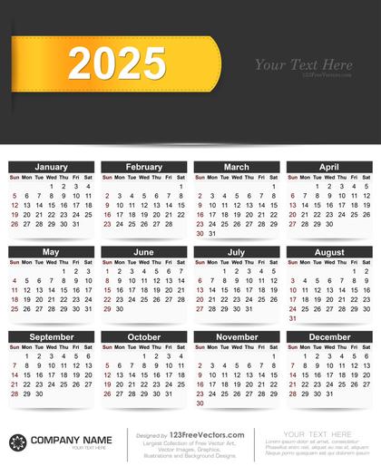 2025 Calendar Vector Free Download