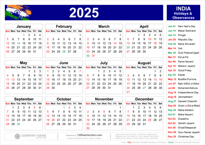 Calendar 2025 India