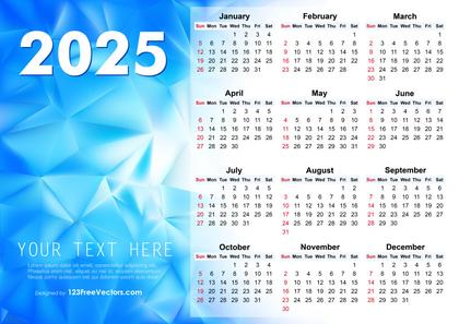 Free Download 2025 Vector Abstract Blue Calendar Design