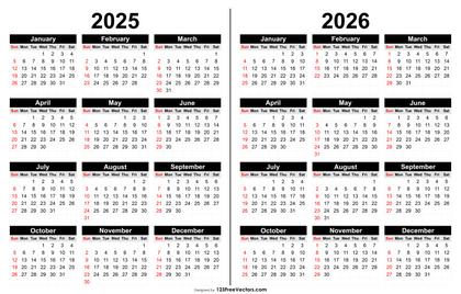 2025 and 2026 Calendar Printable