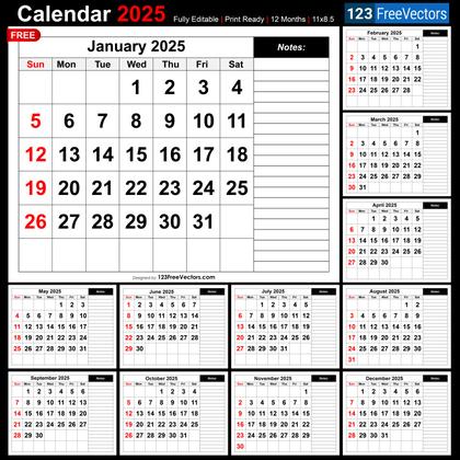 Monthly Calendar 2025