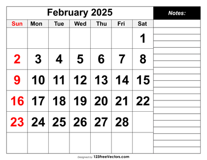 Calendar February 2025