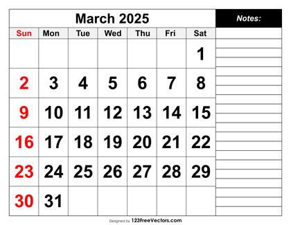 Calendar March 2025