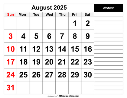 Calendar August 2025