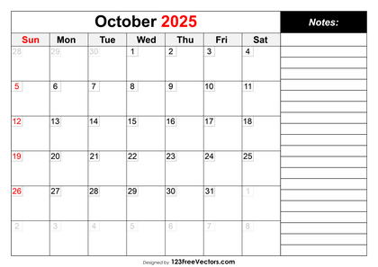 October 2025 Calendar
