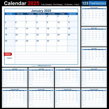 Free Printable 2025 Monthly Calendar